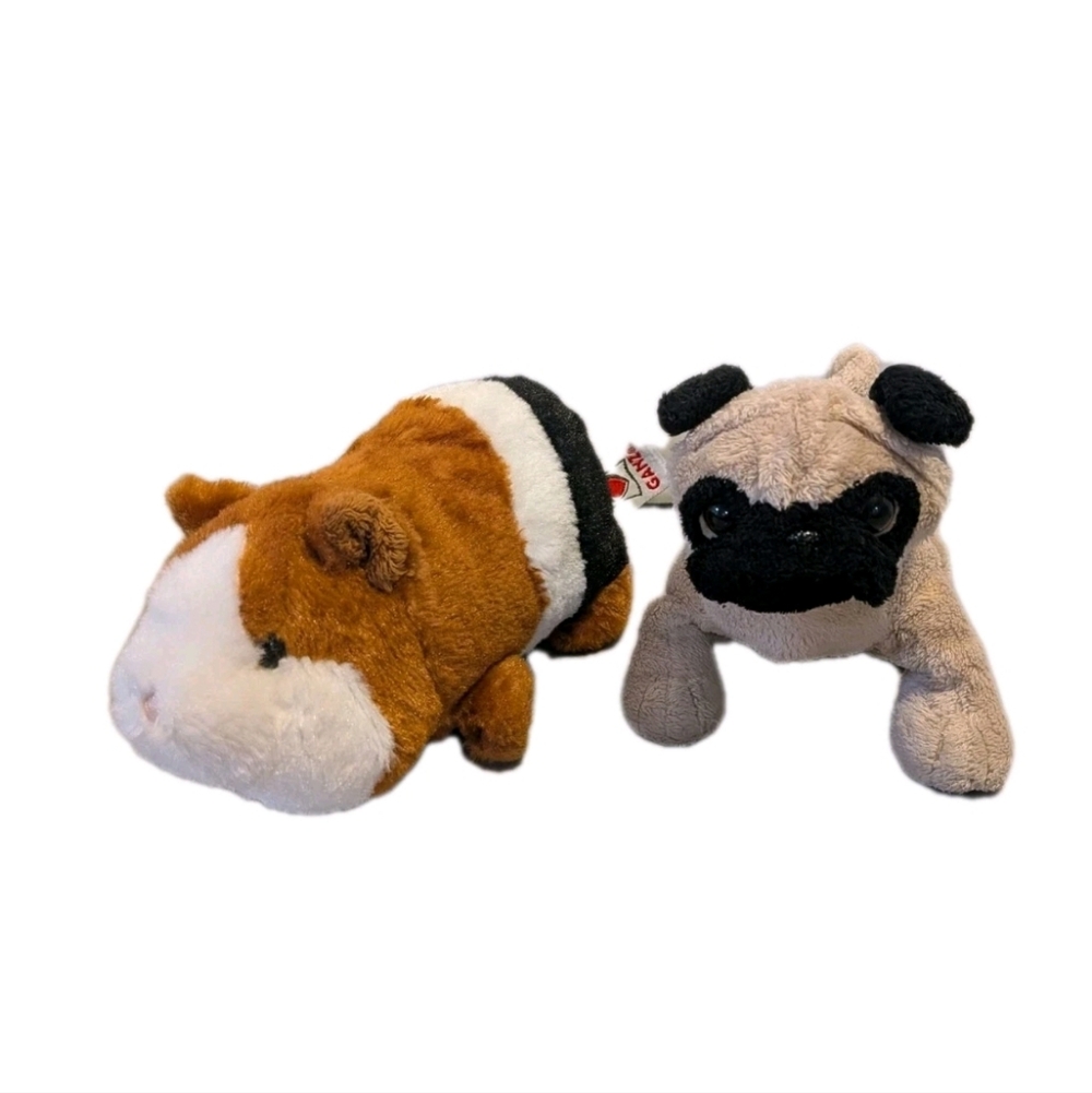 GANZ Guenie Pig And Pug Dog Plush Toy Set Bundle